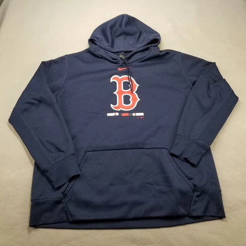 Boston Red Sox Nike Hoodie Mens Size XXL 2XL Blue Hooded Sweatshirt Swoosh Cover