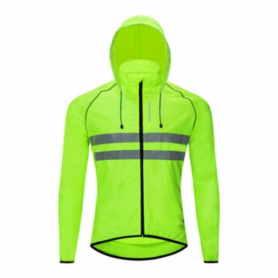 WOSAWE Men Cycling Rain Jacket Waterproof High Visibility Running Lightweight - Image 1 of 4