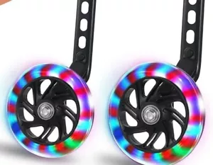 FLASH BIKE TRAINING WHEELS ADJ 12,14,16,18,20 INCHES COLOR CHANGING WHEELS - Picture 1 of 8