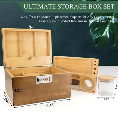 Large Bamboo Box with Combination Lock, Home Decorative Box Lockable, Upgraded T - Image 1 of 4