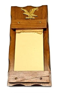 Vintage Wall Hanging Small Note Pad Holder W/Eagle 9"x 4.25" W/Original Pad - Picture 1 of 13