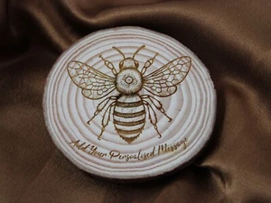 Personalised Round Handmade Bee Engraved Wood Slice Coaster - Picture 1 of 4