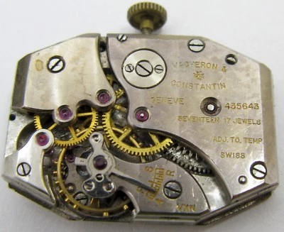 rectangle Vacheron Constantin 435 1 manual 17 jewels Watch Movement for parts - Image 1 of 4