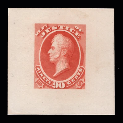 MOMEN: US STAMPS #O34TC2f TRIAL COLOR GOODALL DULL RED LOT #91561* - Image 1 of 2