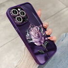 For iPhone 15 14 Pro Max 13 12 11 Glitter Rose ShockProof Clear Phone Case Cover