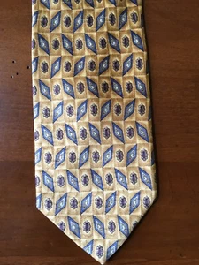Jos A Bank Silk Necktie Gold Slate Blue Bronze Handsewn in USA - Picture 1 of 6