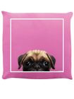Inquisitive Creatures Pug Pink Cushion