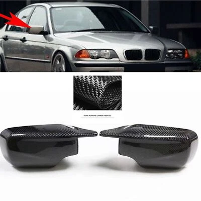 Real Carbon Fiber Rearview Side Mirror Cover For BMW E46 325i 330i Sedan 1998-05 — 第 1/4 张图片