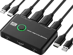 4K KVM Switch HDMI 2 Port Box USB HDMI KVM Switches for 2 Computers Share Ke - Picture 1 of 8