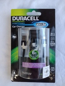 Duracell Model Pro198 Car Charger 6 Ft Cord Sync Charge  3.1 Amp Dual USB Ports - Picture 1 of 5