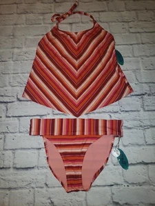 NWT Mynah Women's Size Large Red Stripe Tankini 2pc Swimsuit - Picture 1 of 4
