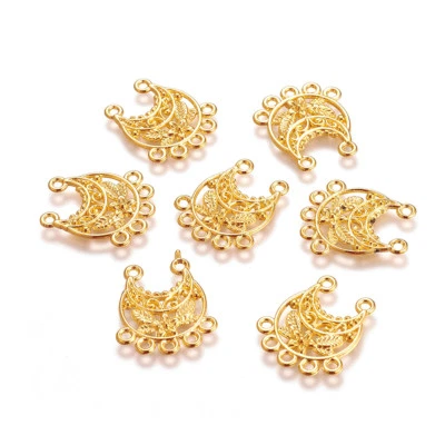 50x Arañas de Luna de Filigrana de Aleación Tono Dorado 2/5 Fornituras de Lazo Sin Níquel 23 mm Foto 1 de 2