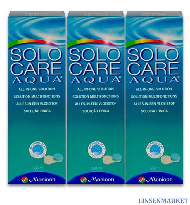 MENICON 3 x 360ml Solo Care Aqua Pflegemittel All in One 3 Monatsvorrat