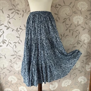 Anthology Skirt, Size 12 / 14 Blue Cotton Tiered Ditsi Floral Print New + Tags - Picture 1 of 8