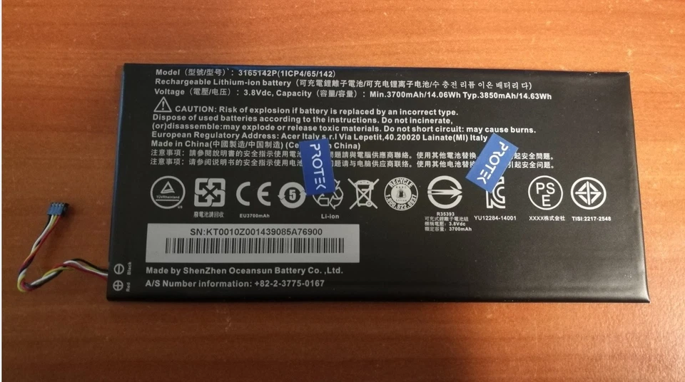 Batterie Acer Iconia One 7 B1-730 B1-730HD 3165142P 1ICP/4/65/142 MLP2964137 - Bild 1 von 1