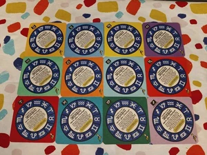 Vintage Old Babycham Zodiac Horoscope Coasters Set x 12 Months Beer Mats - Picture 1 of 13