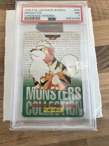 PSA 7 Growlithe #58 Carddass Vending Bandai 1996 Japanese Pokemon Card Green - Picture 1 of 2