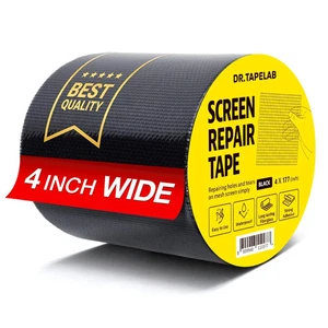 Black Window Screen Repair Tape, 4 in X 15 FT, Screen Repair Kit for Windows - Picture 1 of 6