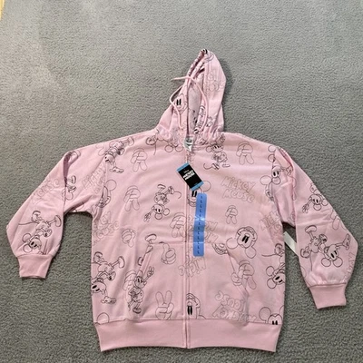 NWT DISNEY MICKEY MOUSE HOODIE SWEATSHIRT EMBROIDERED Size LARGE FREE SHIPPING - Image 1 of 4