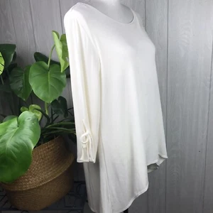 NWT Chico’s Travelers Top Cream With Tie Sleeve Detail Lined Size 2 Or US Large - Picture 1 of 9