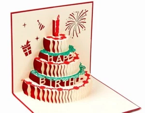 BC Worldwide Ltd hecha a mano 3D tarjeta emergente pastel de cumpleaños feliz cumpleaños saludos - Imagen 1 de 8