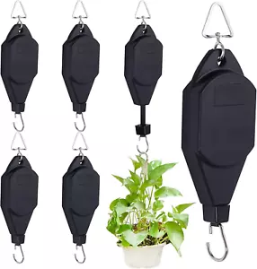 6 Pack Plant Pulley Hanger Retractable Plant Hanging Basket Hooks Adjustable Rop - Picture 1 of 7