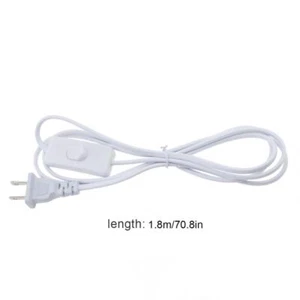 US Plug Cable White Line 1.8M with On/Off Switch Button Power Cord For LED Lamp - Picture 1 of 11