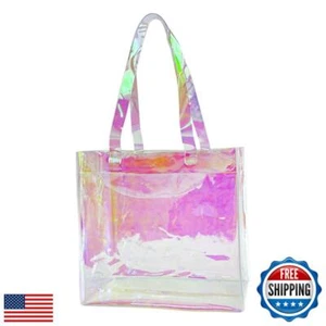 TotePrint 1pcs Waterproof Large Transparent Pvc Shopping Clear Tote Bag with - Picture 1 of 5