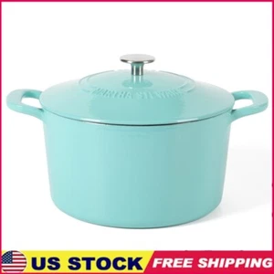 Enameled Cast Iron Dutch Oven 7qt Self-Basting Lid Induction Safe Cookware Teal - Picture 1 of 9