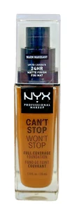NYX PROF. MAKEUP Can't Stop Won't Stop Fondotinta Mogano Caldo Copertura 24 Ore - Foto 1 di 1