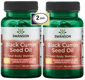 2 Pack Black Cumin Seed Oil 500mg 120 Liq Vegcap (2x60) Omega-6 linoleic 9 oleic - Picture 1 of 4