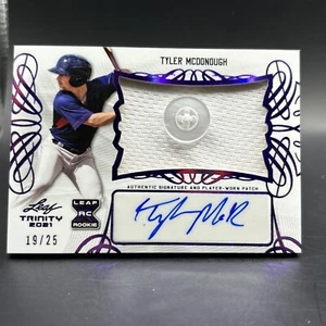Tyler McDonough 2021 Leaf Trinity Purple Button Patch Auto 19/25 Boston Red Sox - Picture 1 of 2