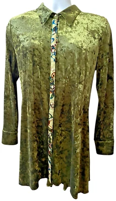 Top túnica Dor Dor Couture talla XL terciopelo bordado botón alto bajo mezcla medios Foto 1 de 4