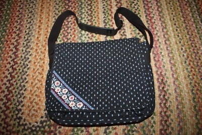 Vera Bradley Flap Messenger Large Adjustable Strap Alpine Black Retired Pattern  - Image 1 of 4