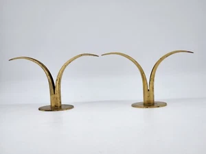 Pair Vintage MCM Ibe Konst Ystad, Made in Sweden, LILY Shaped Candle Holders - Picture 1 of 10