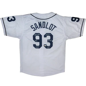 The SANDLOT Cast AUTOGRAPHED SIGNED Baseball Jersey 6 Signatures BECKETT WITNESS - Picture 1 of 3