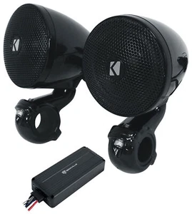 2) Kicker 47PSMB32 3" 100w PSM Motorcycle/ATV Handlebar Speakers + Bluetooth Amp - Picture 1 of 12