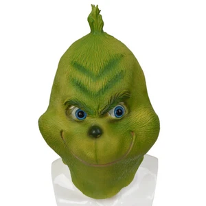 Christmas Grinch Mask Green Hair Monster Cosplay Adult Full Head Masquerade Prop - Picture 1 of 4
