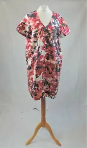Pure Collection Silk Linen Dress Pink Abstract Print 10 Uk Rrp £130 CR022 BB 05 - Picture 1 of 7