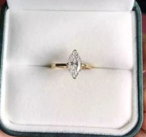 1 Ct Marquise Cut IGI Certified Lab Grown Diamond Solitaire Ring 14k Yellow Gold - Picture 1 of 15