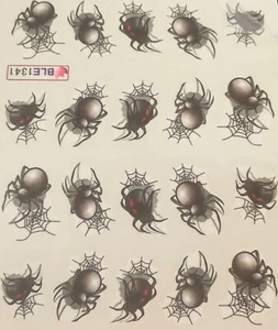 Halloween Nail Art Water Transfer Decal Stickers Red back Spider Web - Picture 1 of 1