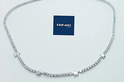 Collana GIROCOLLO donna in Argento 925 tennis girogola STELLE zirconi bianchi - Immagine 1 di 4