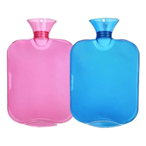 Pack=2 PVC 2L Hot Water Bottle for Hot and Cold Compress Hand Feet Warmer Bag - Picture 1 of 15