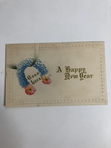 Antique Postcard 1912 Happy New Year Good Luck Posted Divided Back Embossed - Picture 1 of 4