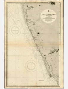 ANTIQUE ADMIRALTY  CHART. No. 746. WEST COAST of INDIA. 1914 Edition. - Picture 1 of 1
