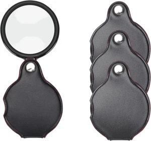 10X Small Magnifying Glass, 4 PCS Mini Pocket Magnifier Folding Magnify Glass wi - Picture 1 of 8