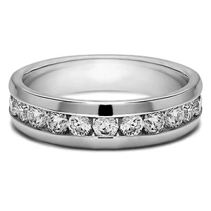Round Cut 0.50 Ct Natural Diamond Men's Engagement Band 950 Platinum Size 10.5 - Picture 1 of 5