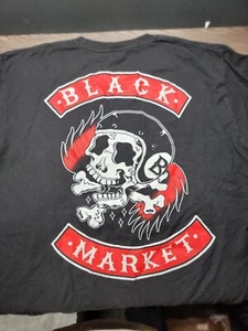 Black Market Racing Bones Bashers Skull Black Market T-Shirt Large Mens - Picture 1 of 4