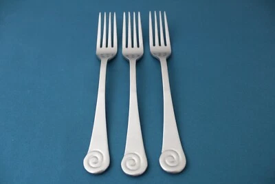 3 Dinner Forks Robert Welch AMMONITE SATIN 18/10 Stainless China 8" - Image 1 of 4