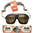 PERSOL RATTI Vintage goggles 1930s ITALY Dead stock  2 window leather F/S w/Box